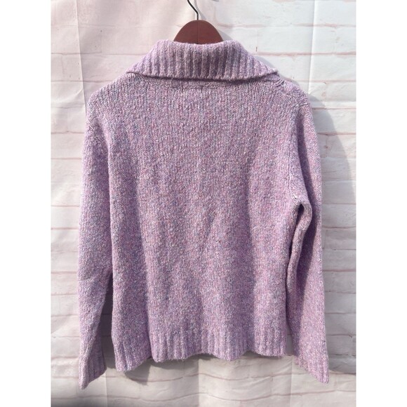 VTG LL Bean Women’s Chunky Cable Knit Button Front Cardigan Sweater Pink Wool - Picture 5 of 7